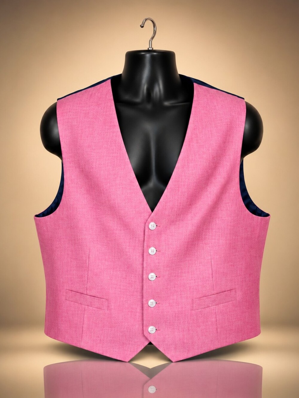 Pink Vest with Navy Logo-Lined Interior